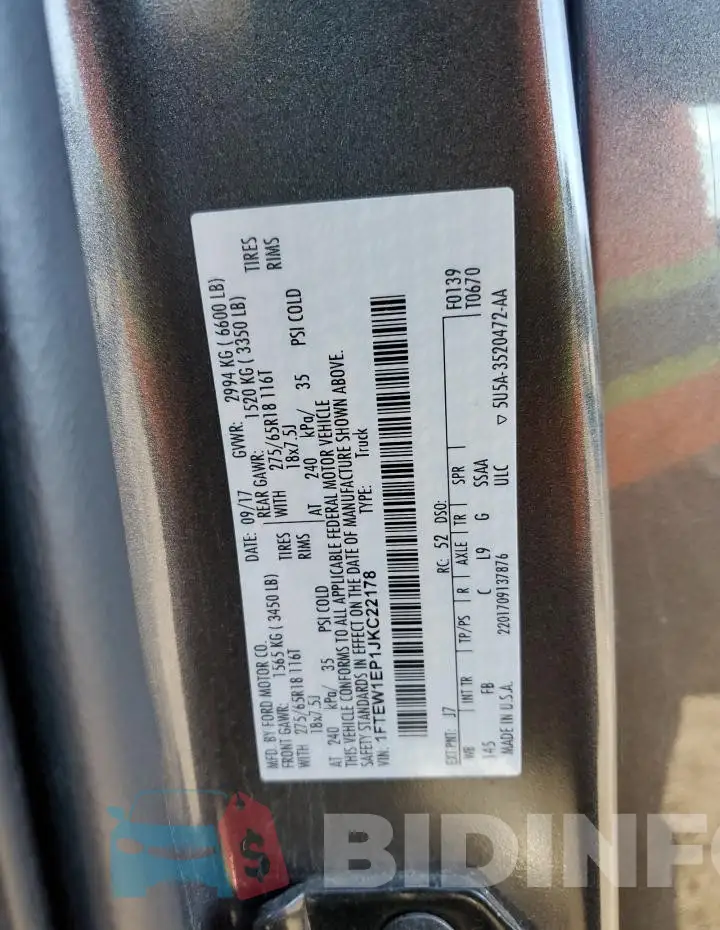 1FTEW1EP1JKC22178 Photo# 12