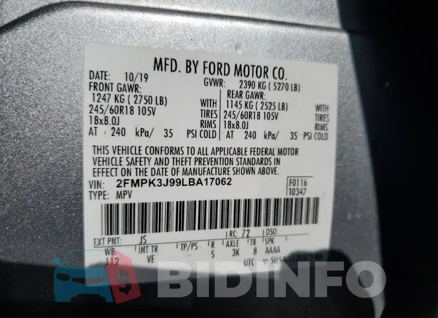 2FMPK3J99LBA17062 Photo# 13