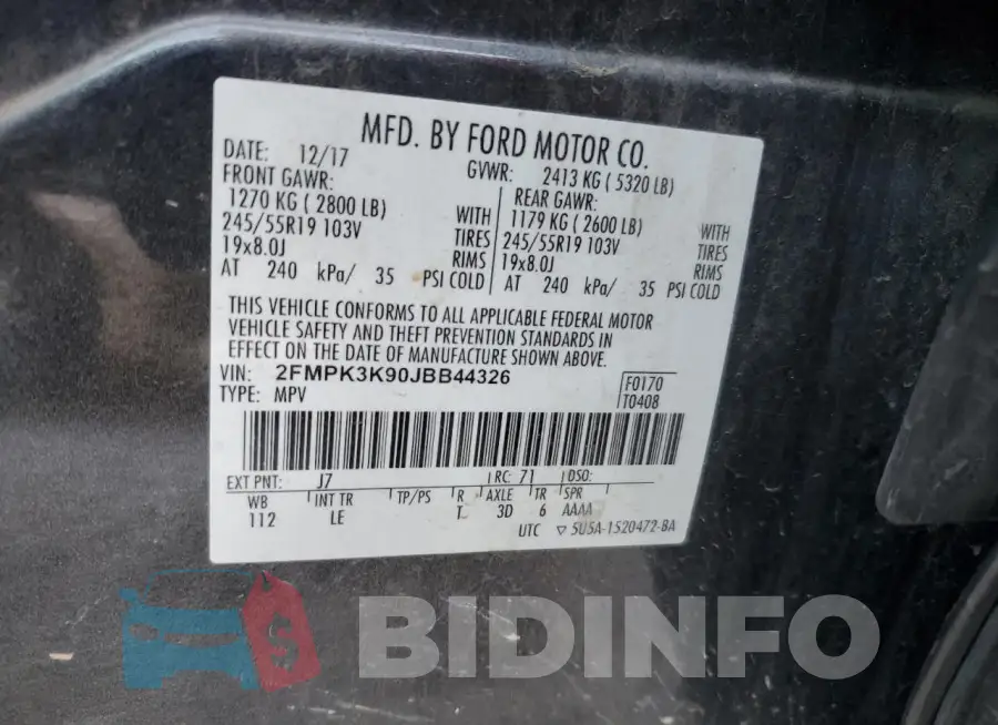 2FMPK3K90JBB44326 Photo# 13