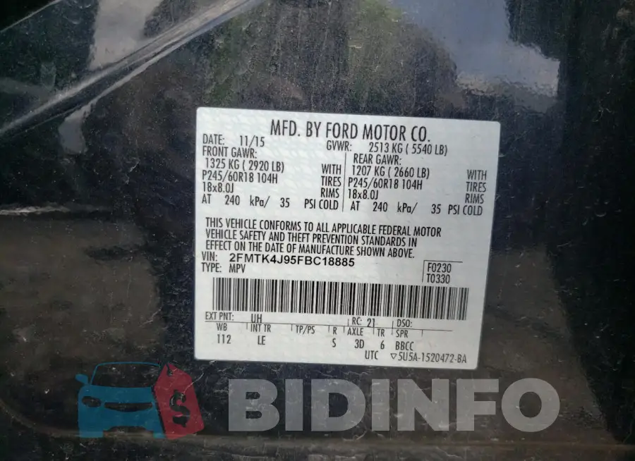 2FMTK4J95FBC18885 Photo# 13