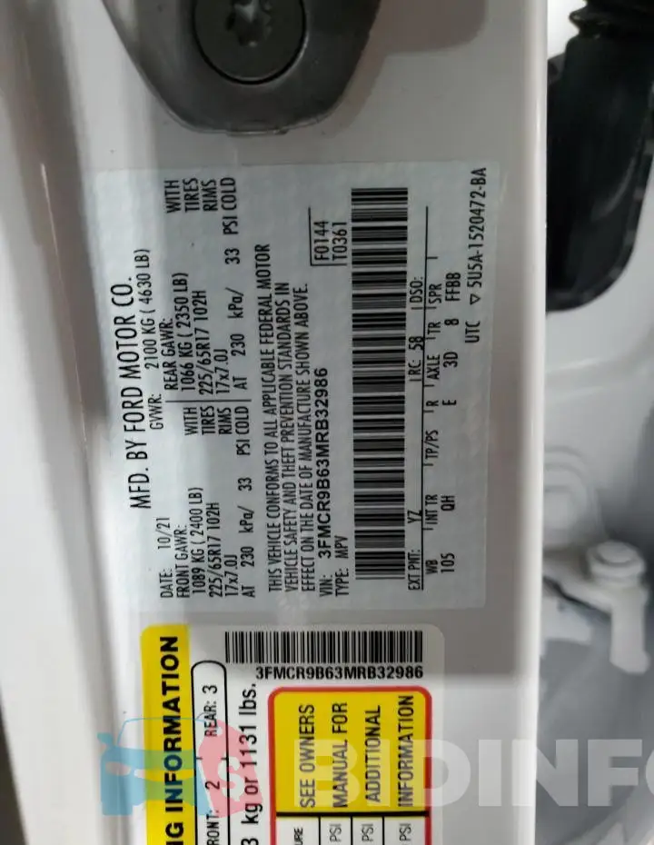 3FMCR9B63MRB32986 Photo# 12