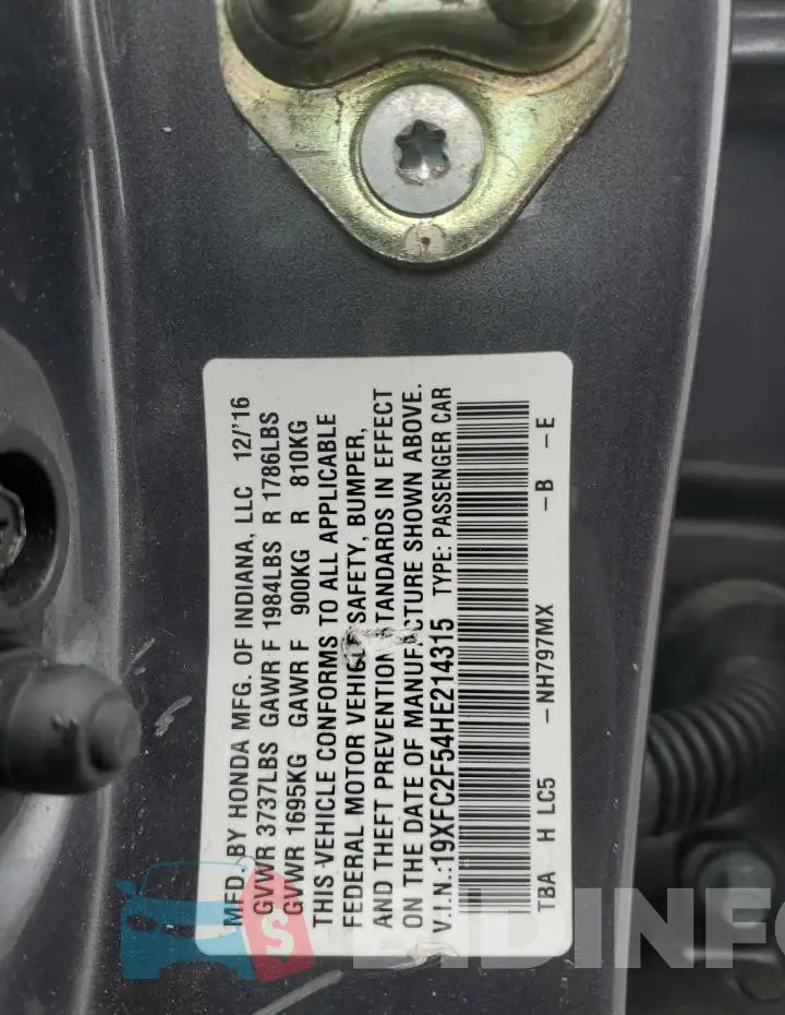 19XFC2F54HE214315 Photo# 12