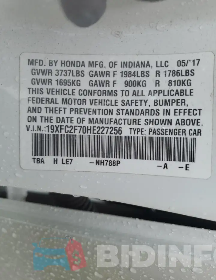 19XFC2F70HE227256 Photo# 12