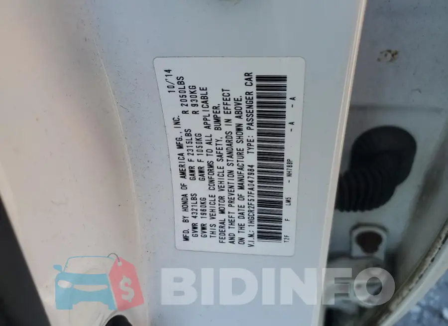 1HGCR2F57FA047984 Photo# 12