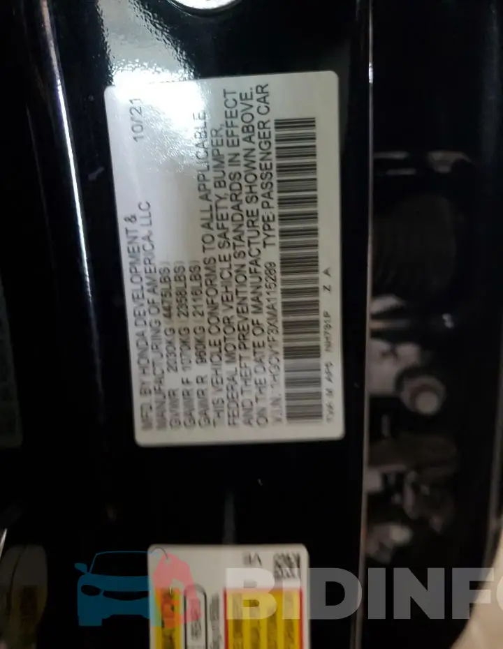 1HGCV1F3XMA115289 Photo# 12
