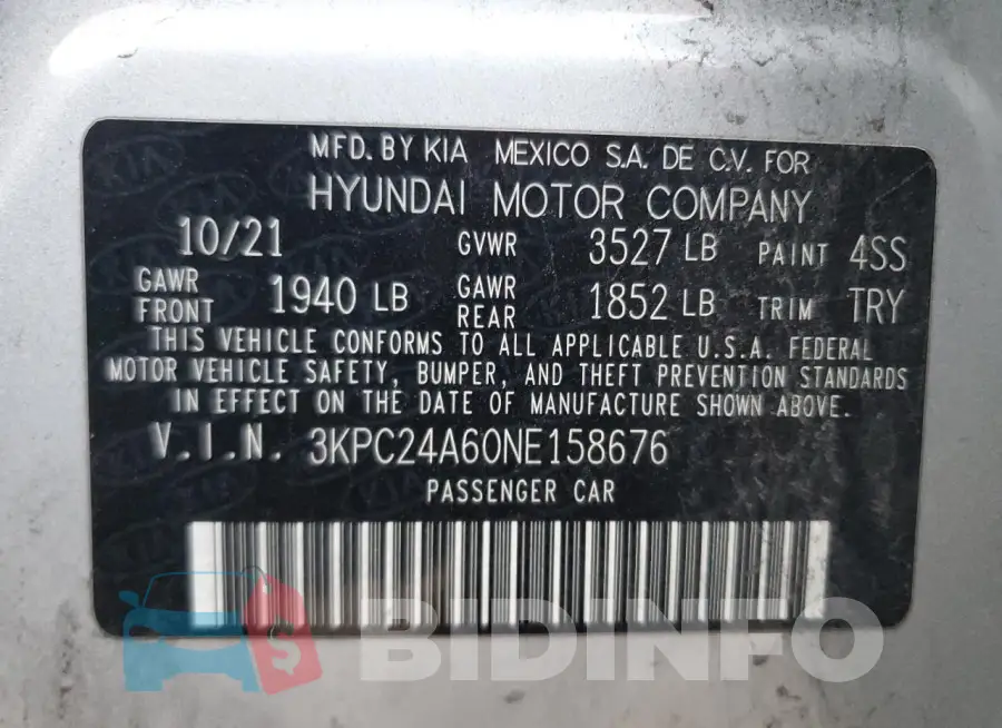 3KPC24A60NE158676 Photo# 12