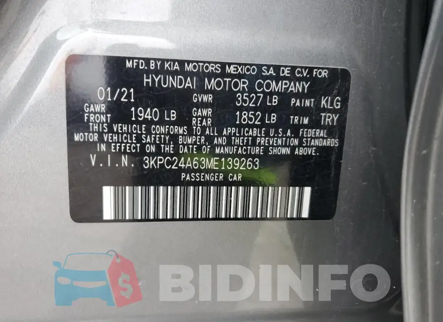 3KPC24A63ME139263 Photo# 13