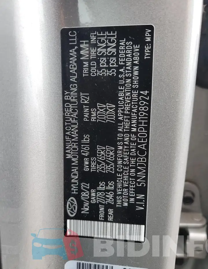 5NMJBCAE0PH198924 Photo# 13