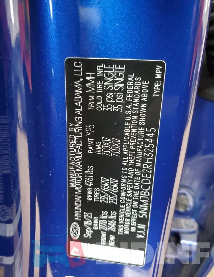 5NMJBCDE2RH325445 Photo# 12