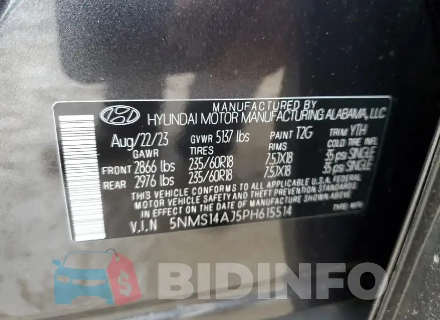 5NMS14AJ5PH615514 Photo# 14