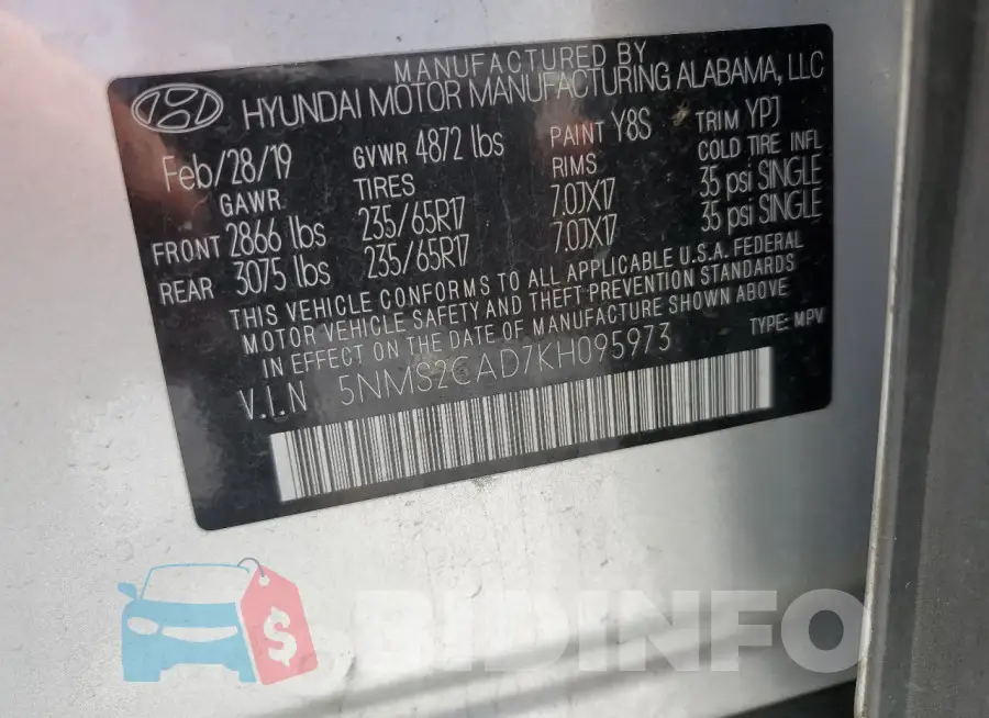 5NMS2CAD7KH095973 Photo# 13