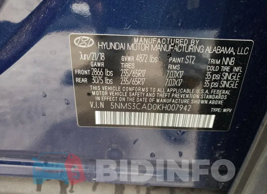 5NMS3CAD0KH007942 Photo# 13