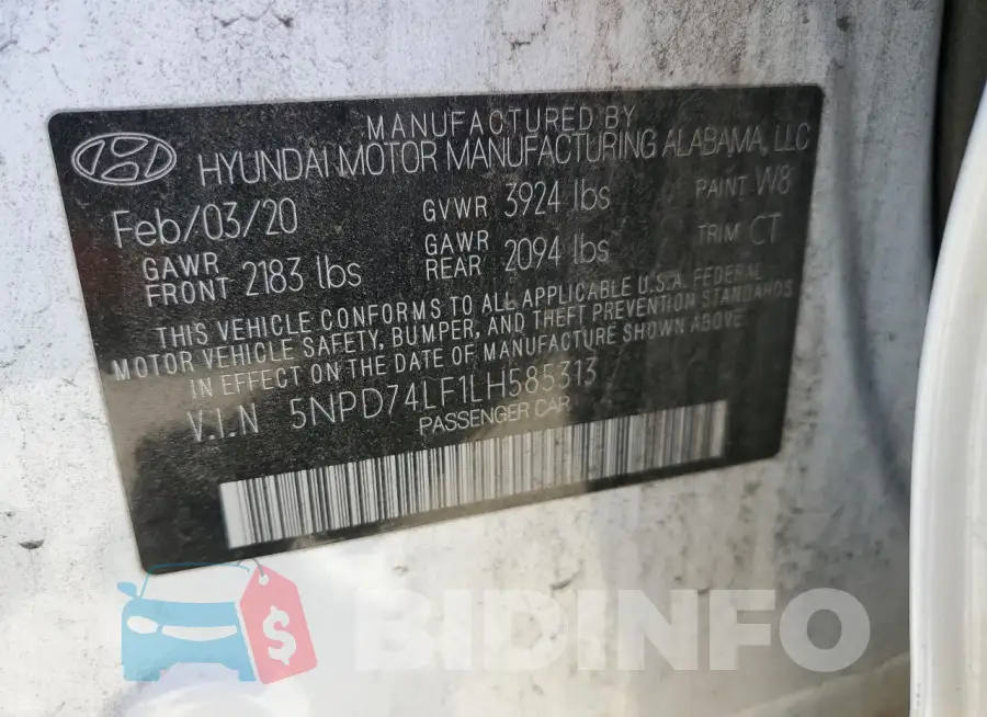 5NPD74LF1LH585313 Photo# 12