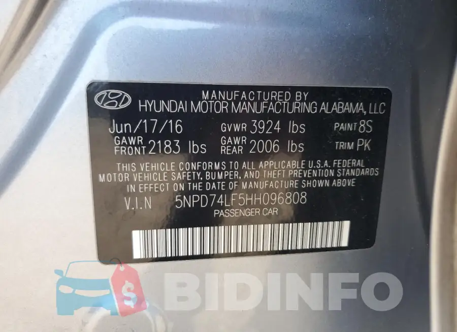 5NPD74LF5HH096808 Photo# 12
