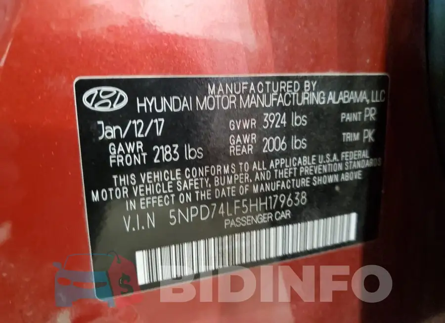 5NPD74LF5HH179638 Photo# 12