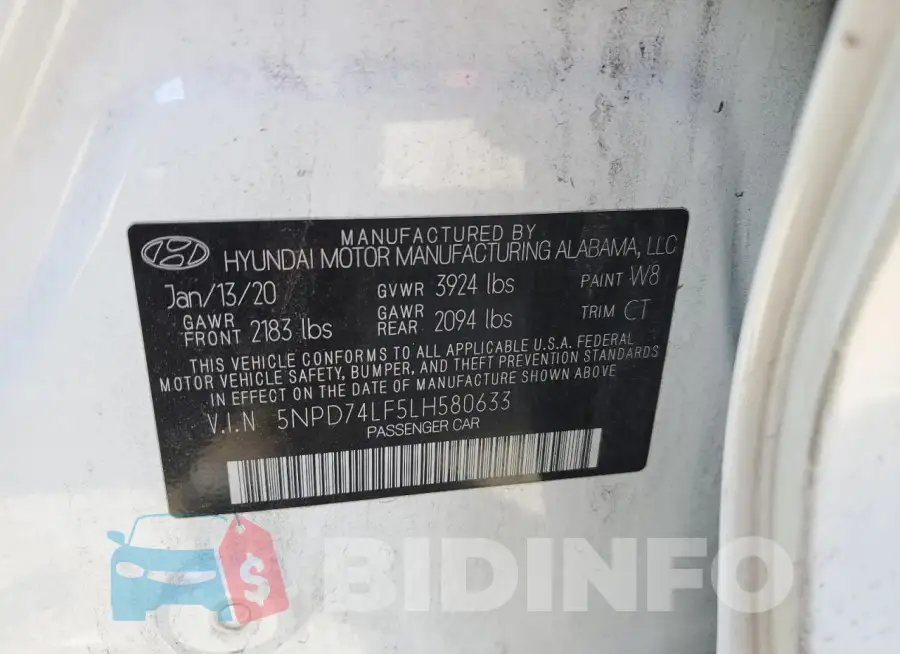 5NPD74LF5LH580633 Photo# 12
