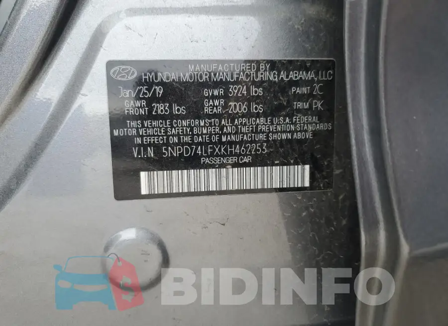 5NPD74LFXKH462253 Photo# 12