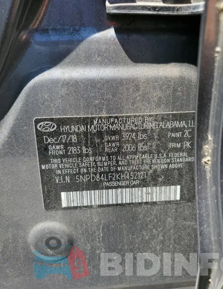 5NPD84LF2KH452121 Photo# 12