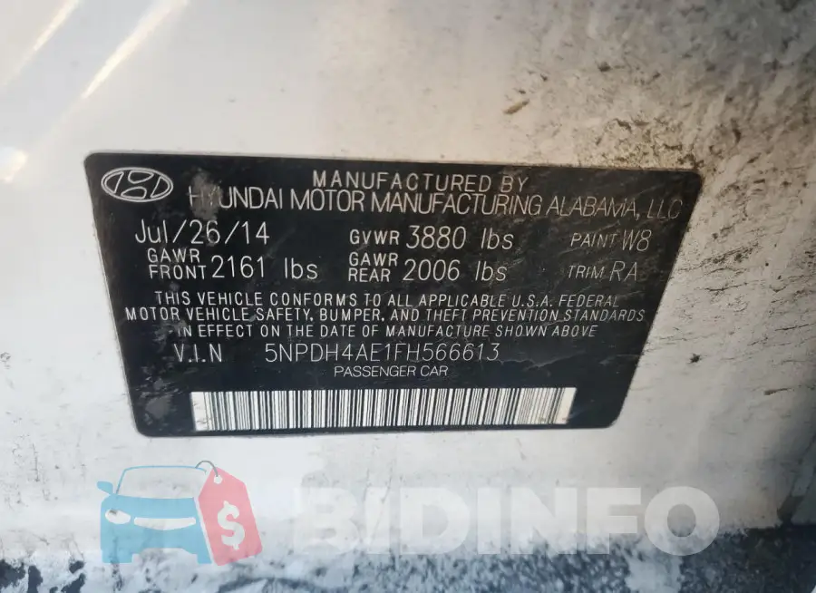 5NPDH4AE1FH566613 Photo# 12