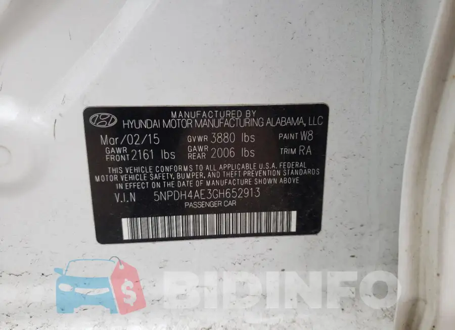 5NPDH4AE3GH652913 Photo# 13