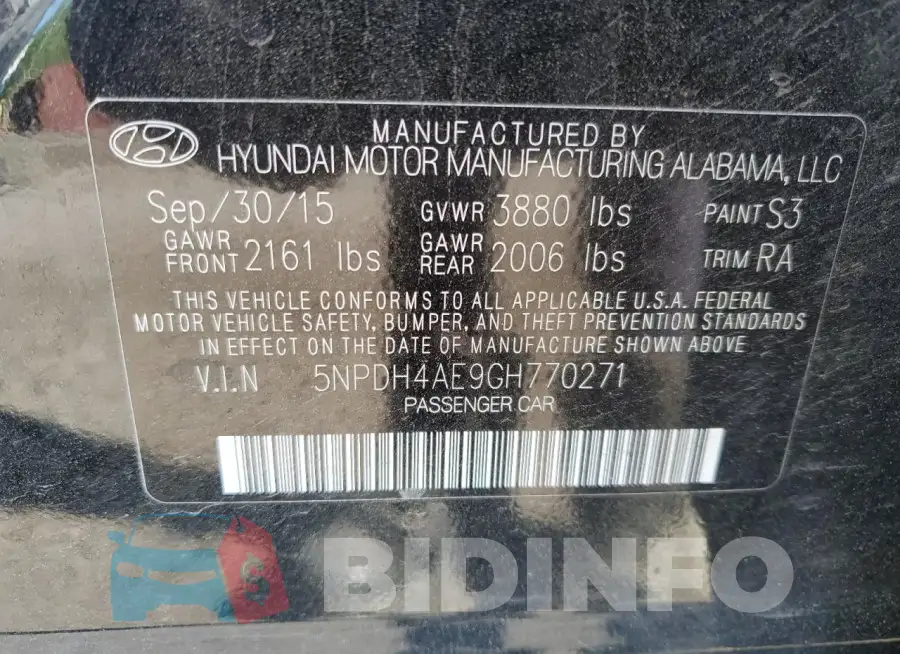 5NPDH4AE9GH770271 Photo# 13