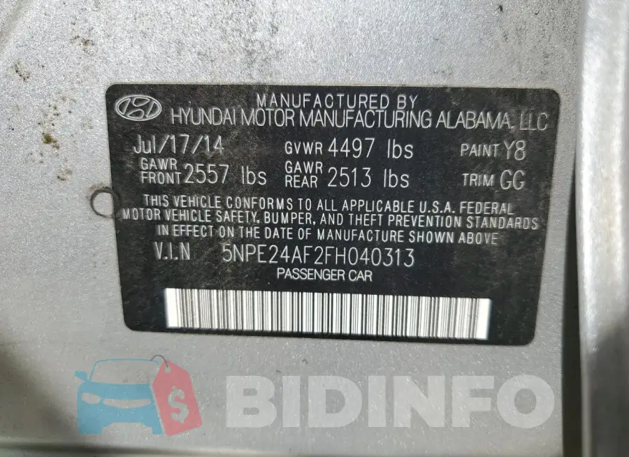 5NPE24AF2FH040313 Photo# 12