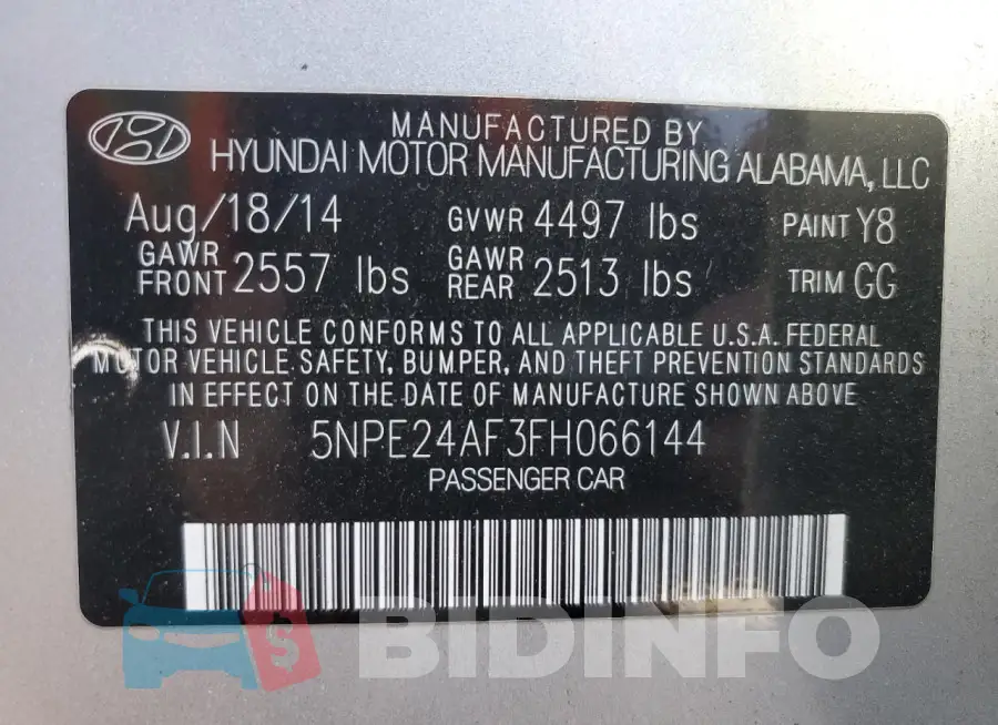 5NPE24AF3FH066144 Photo# 12