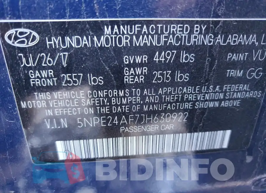 5NPE24AF7JH630922 Photo# 13