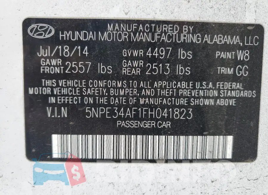 5NPE34AF1FH041823 Photo# 12