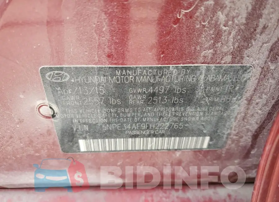 5NPE34AF9FH222765 Photo# 12