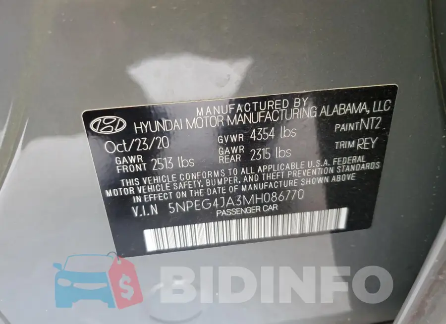 5NPEG4JA3MH086770 Photo# 12