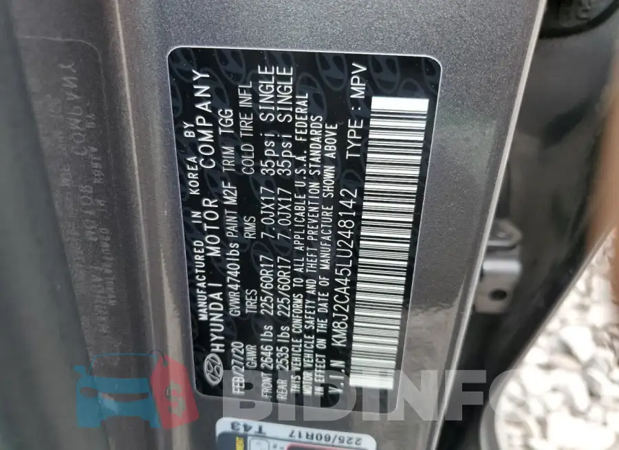 KM8J2CA45LU248142 Photo# 14