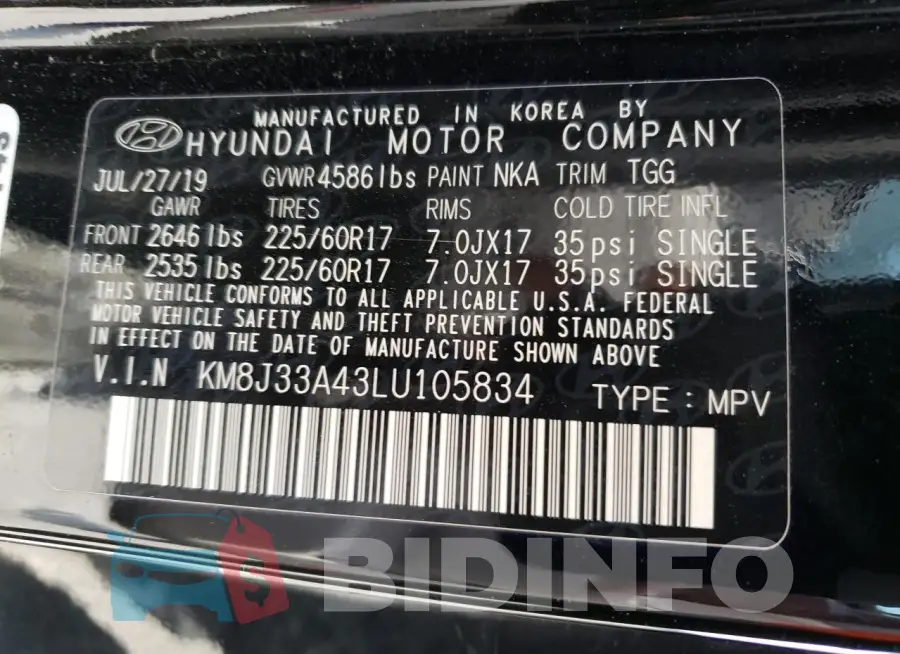 KM8J33A43LU105834 Photo# 13