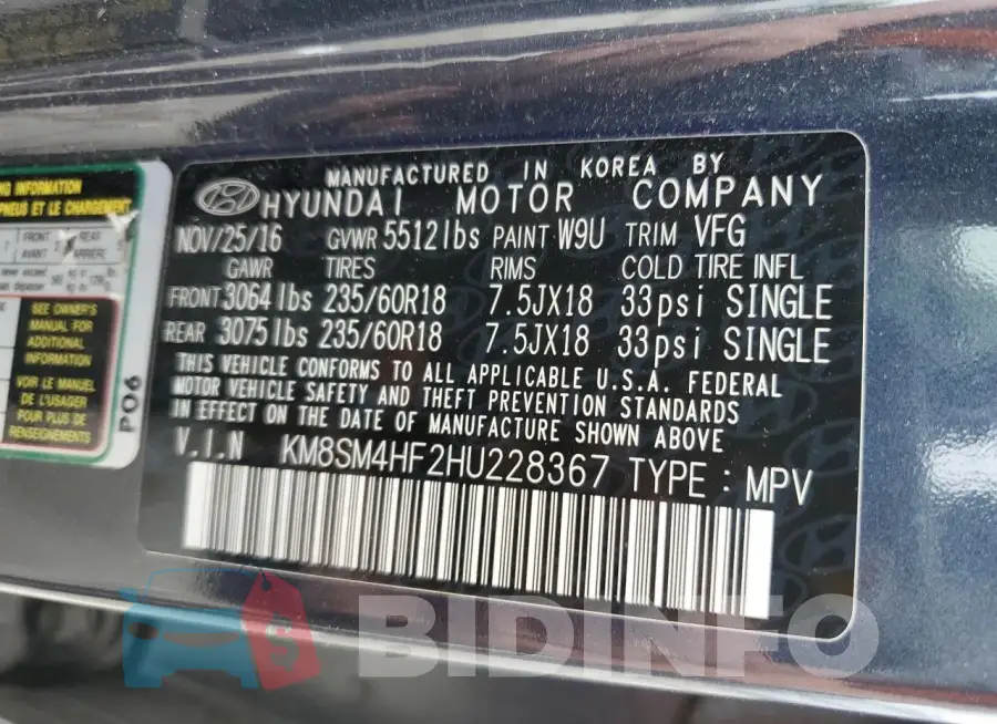 KM8SM4HF2HU228367 Photo# 13