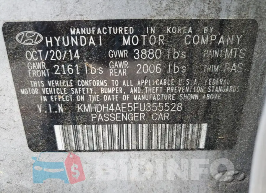 KMHDH4AE5FU355528 Photo# 12