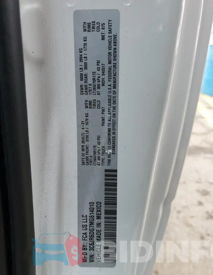 3C6JR6DG7MG614010 Photo# 13