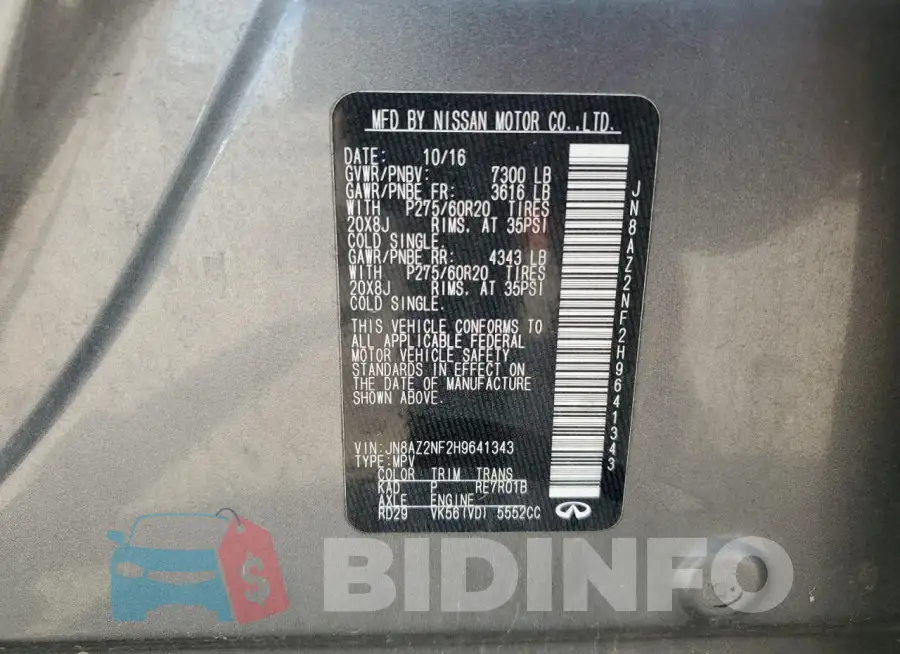 JN8AZ2NF2H9641343 Photo# 13