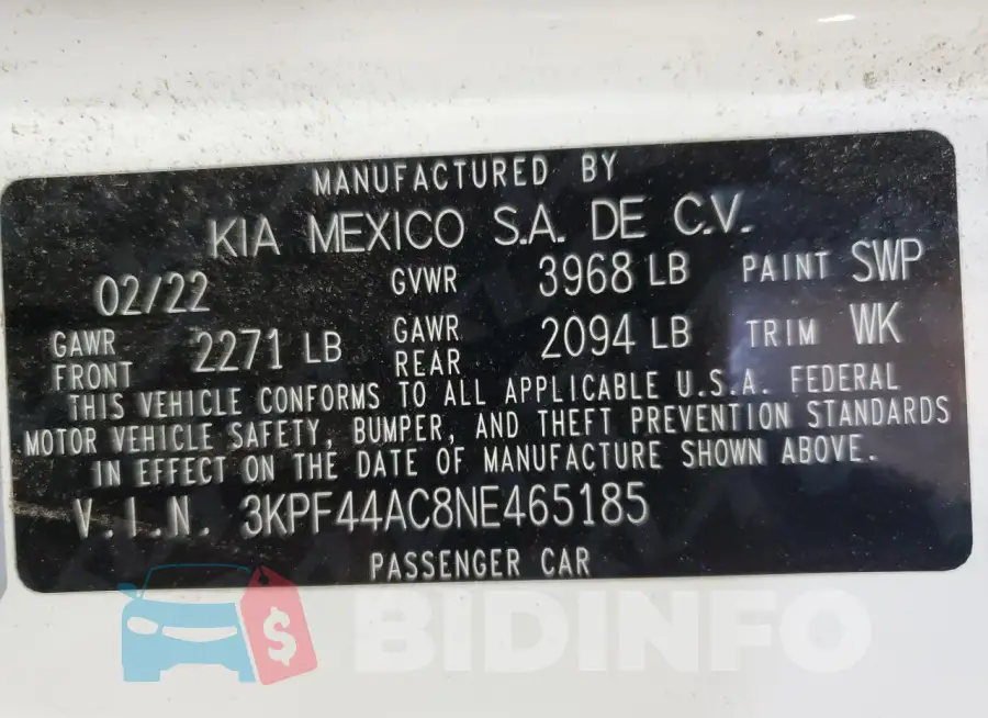 3KPF44AC8NE465185 Photo# 12
