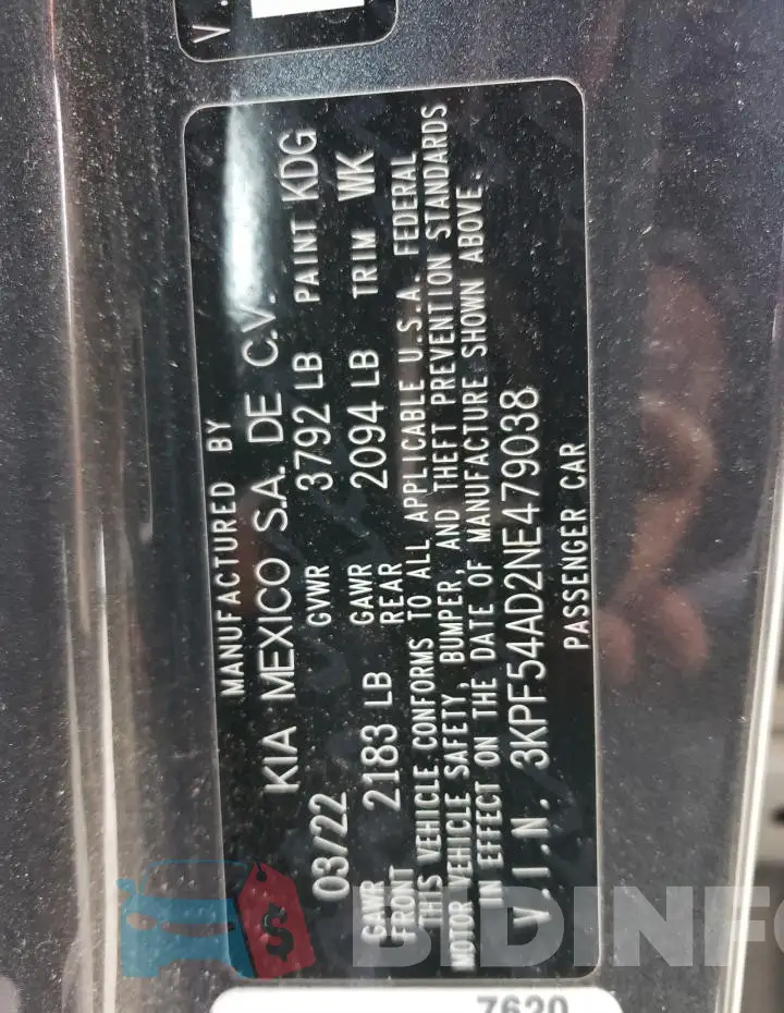 3KPF54AD2NE479038 Photo# 12