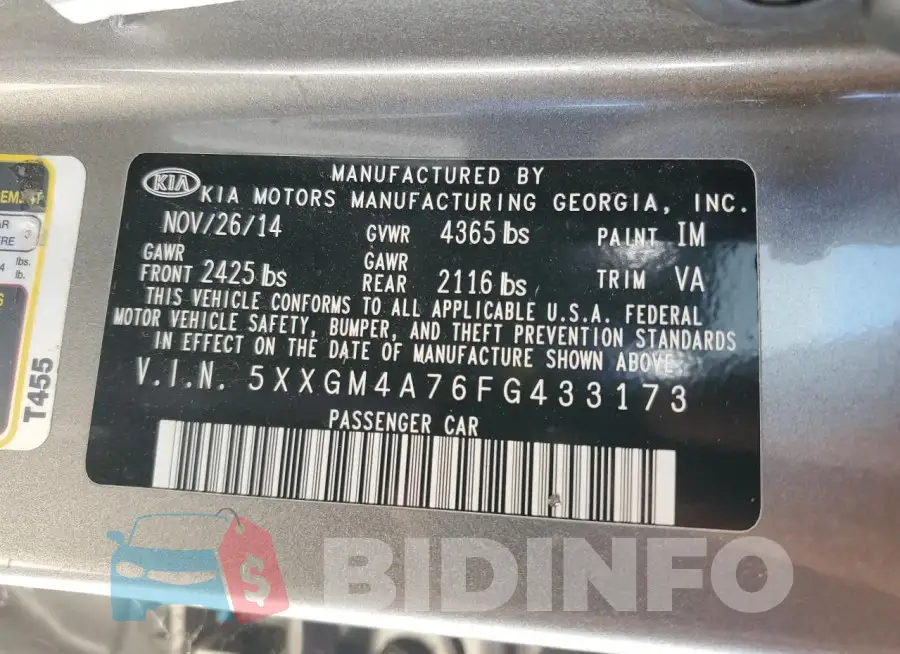 5XXGM4A76FG433173 Photo# 12