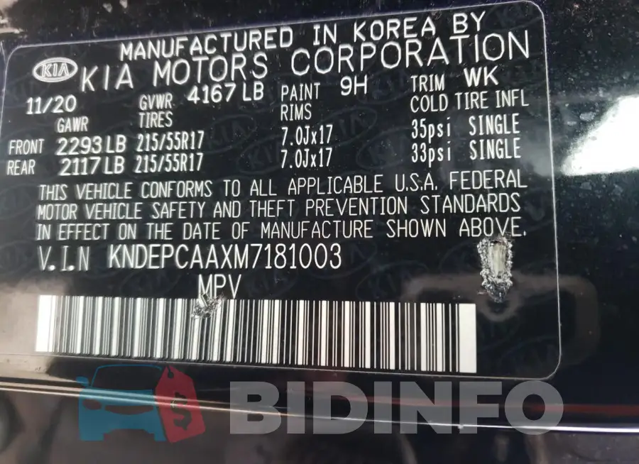 KNDEPCAAXM7181003 Photo# 12