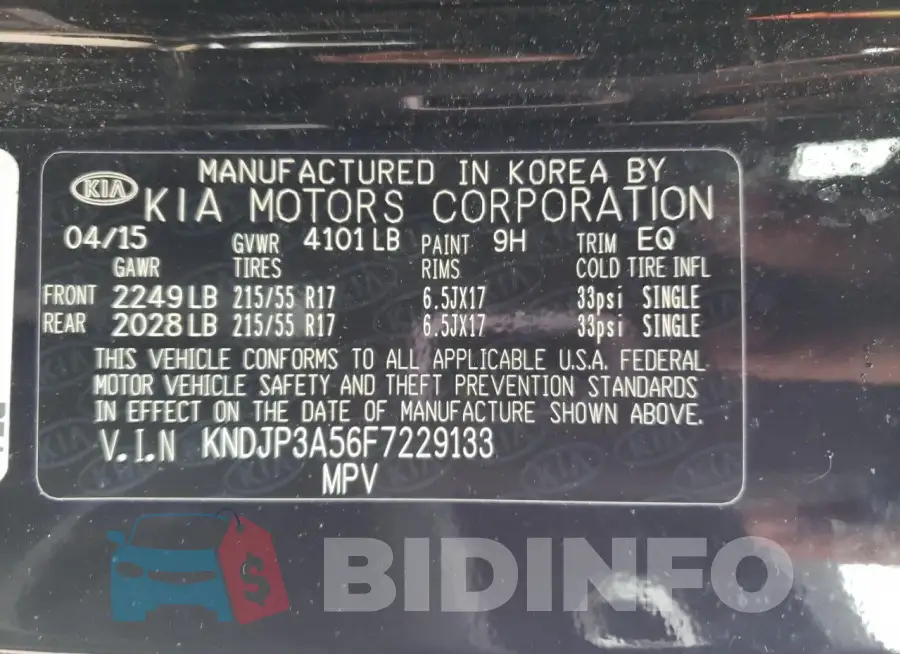 KNDJP3A56F7229133 Photo# 12