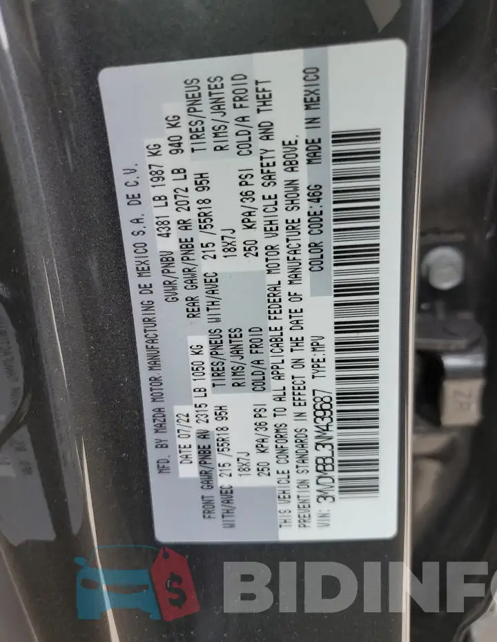 3MVDMBBL3NM439687 Photo# 13