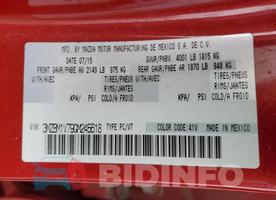 3MZBM1V79GM245618 Photo# 13