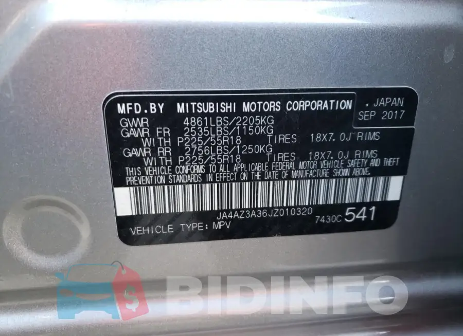 JA4AZ3A36JZ010320 Photo# 12