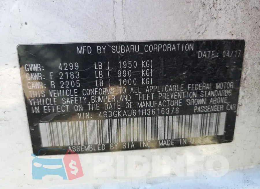4S3GKAU61H3616376 Photo# 13