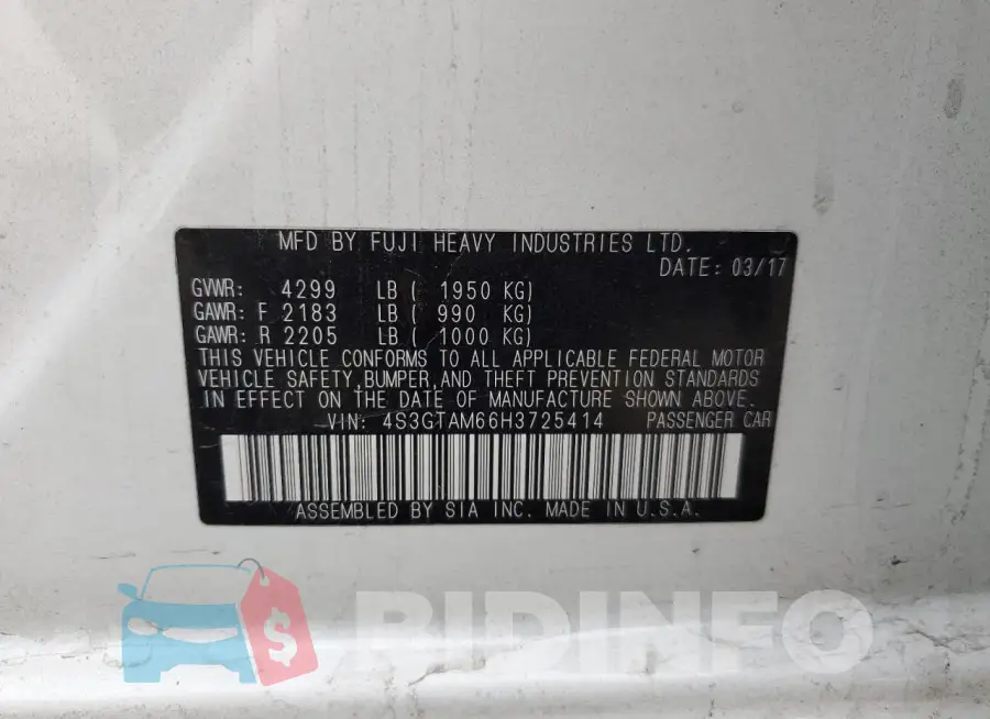 4S3GTAM66H3725414 Photo# 14