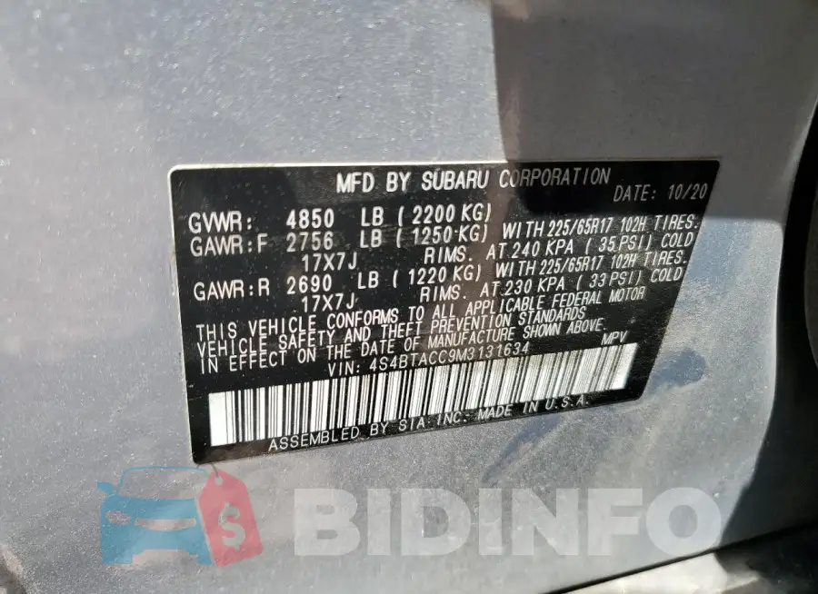 4S4BTACC9M3131634 Photo# 12