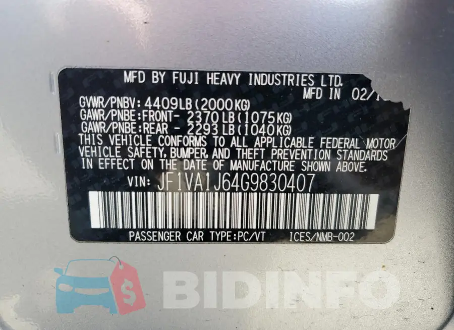 JF1VA1J64G9830407 Photo# 13
