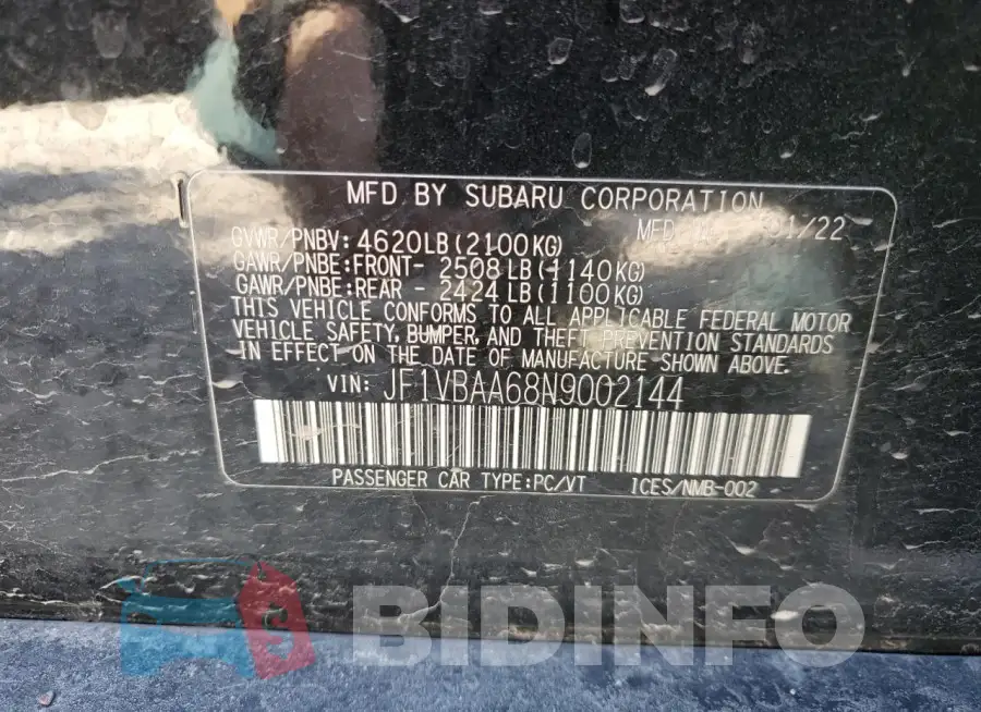 JF1VBAA68N9002144 Photo# 12